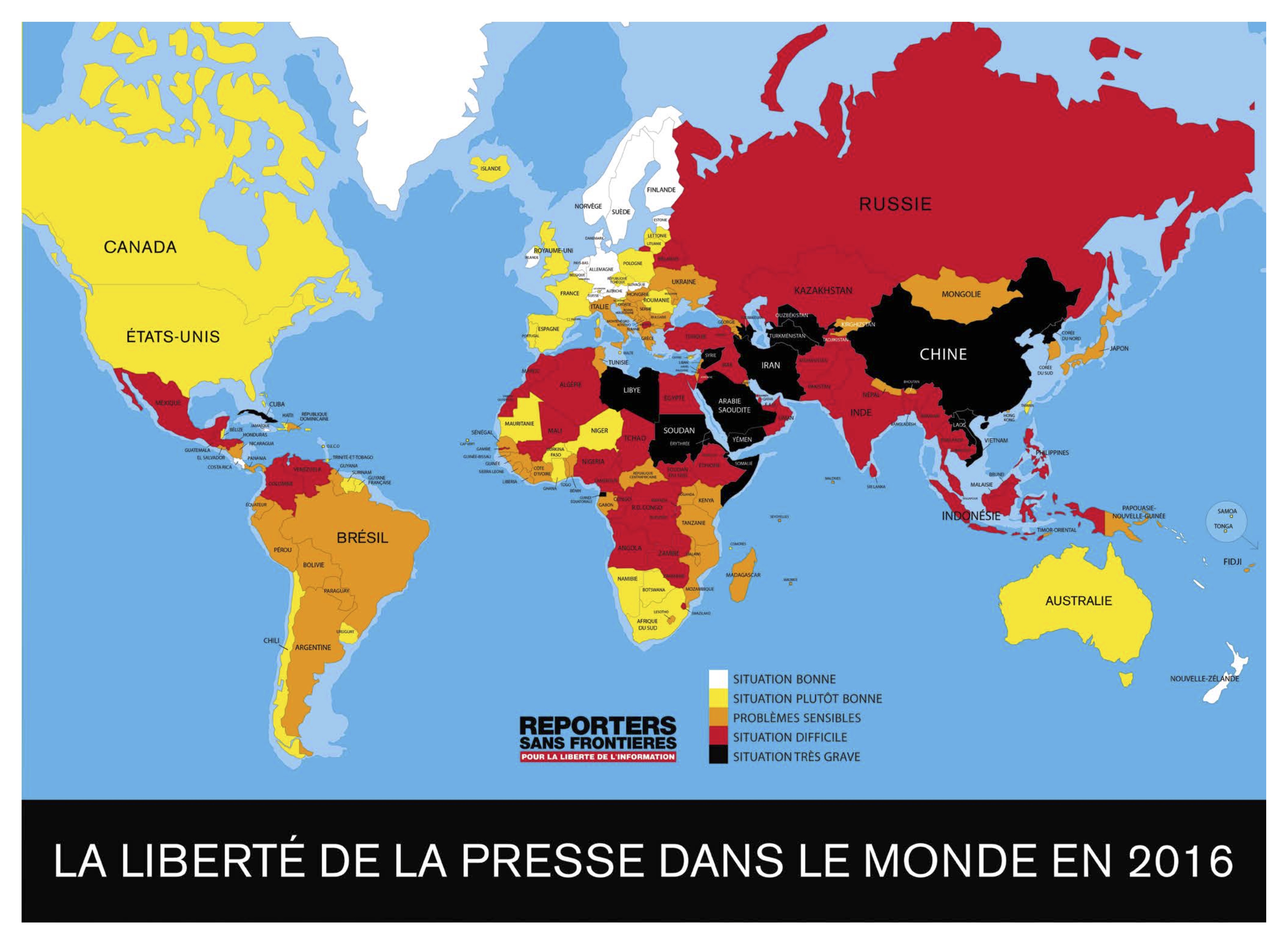 Classement mondial de la liberté de la presse 2016 : la ...